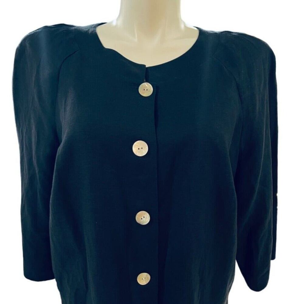 20W Coldwater Creek Linen Blend Navy Blue Jacket